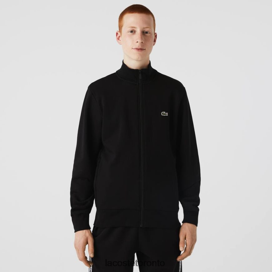 Clothing Lacoste Regular Fit Brushed Fleece Zippered Sweatshirt Black Men Z60BPR1269