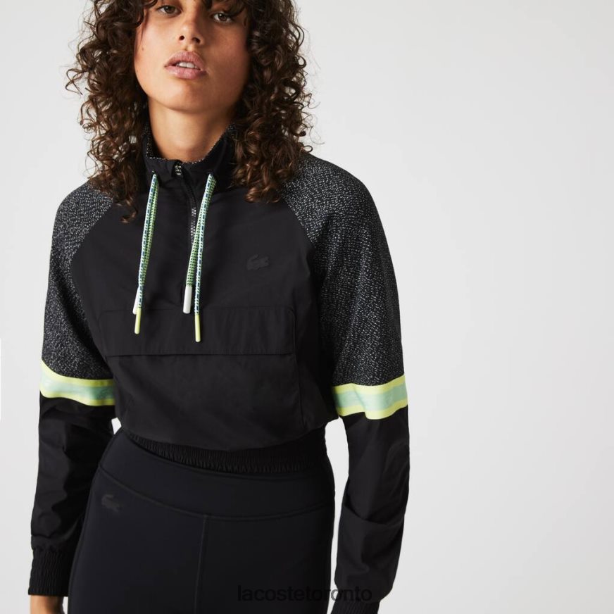Clothing Lacoste SPORT Loose Fit Cropped Colorblock Sweatshirt Black Women Z60BPR2580
