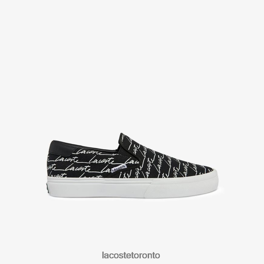 Shoes Lacoste Jump Serve Canvas Print Slip on Black Off White Women Z60BPR2705